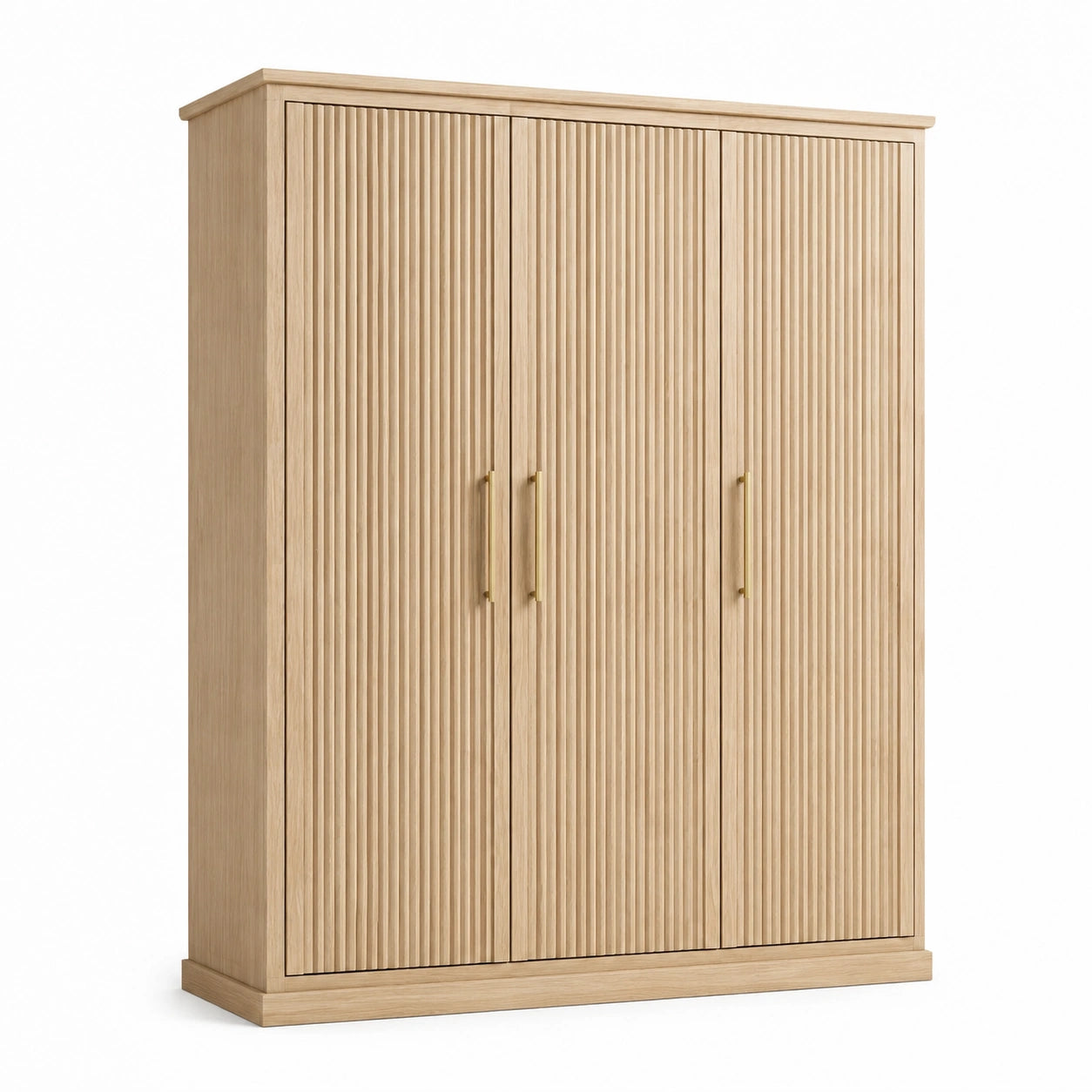 Armoire en bois avec poignées en laiton doré